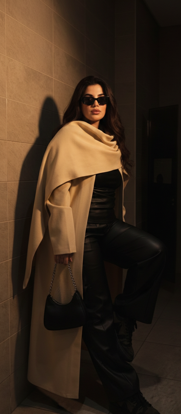 OTM Women’s Signature Kaftan with scarf in beige